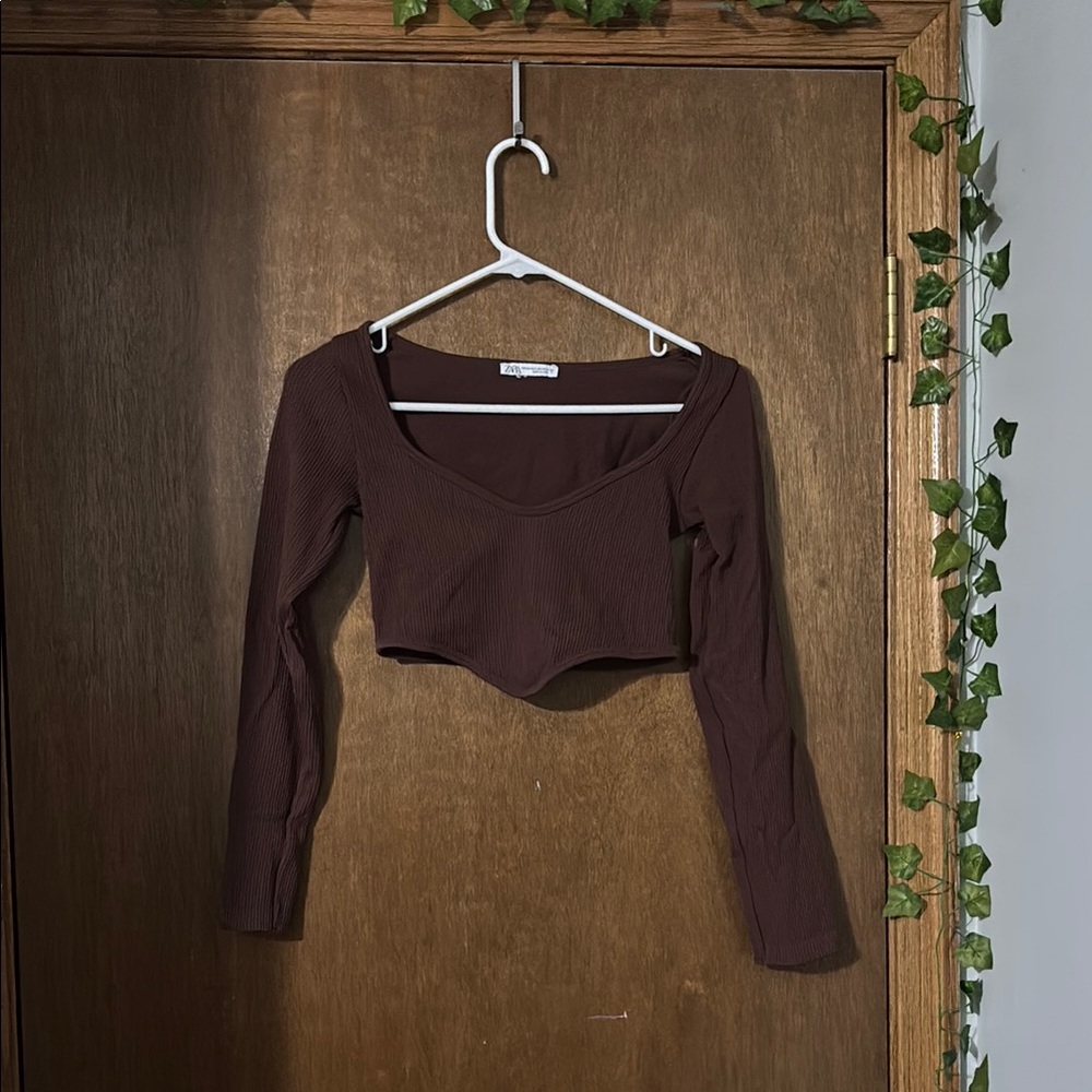 Zara Long Sleeve Crop Top